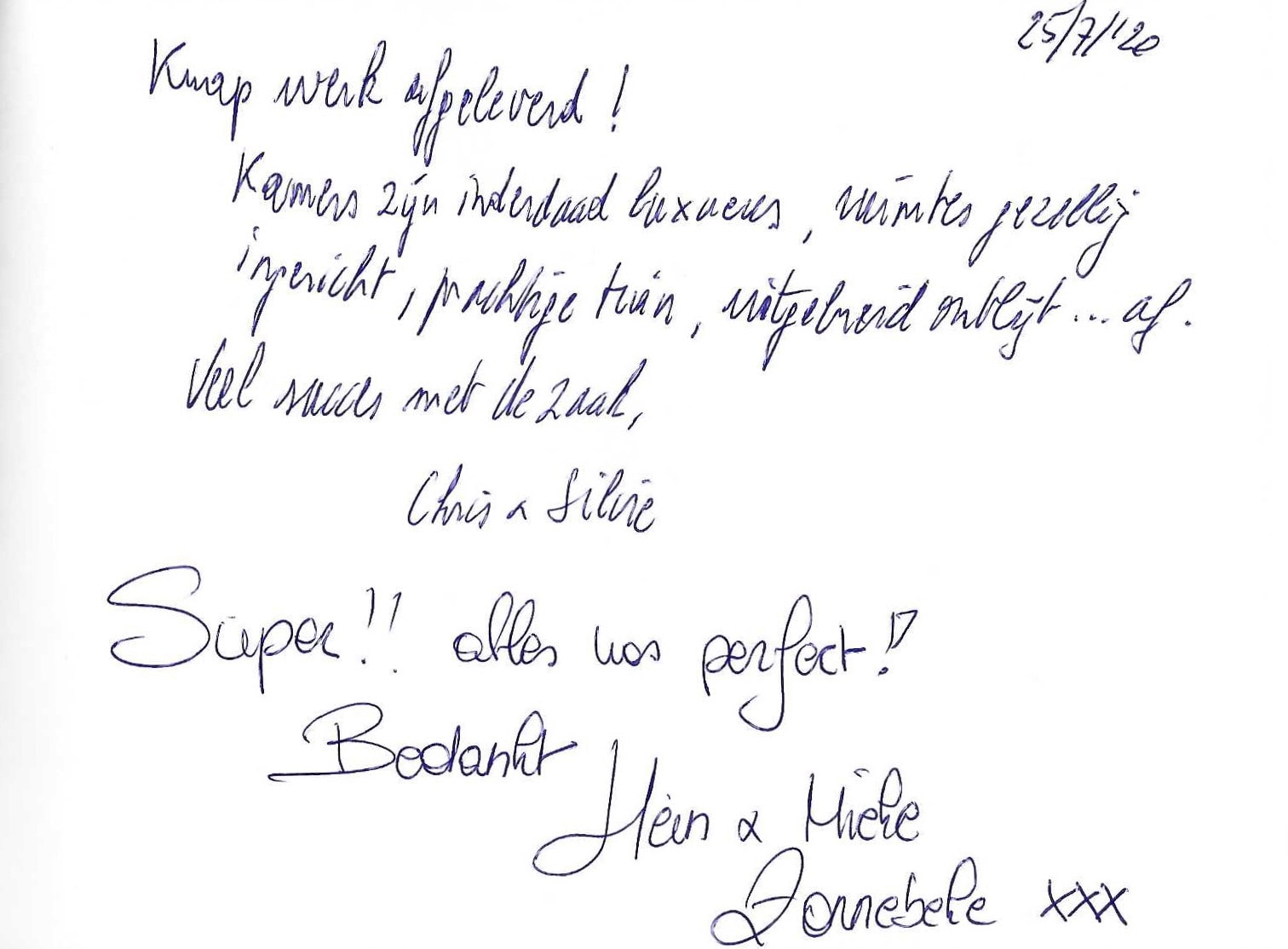 Pagina uit het gastenboek