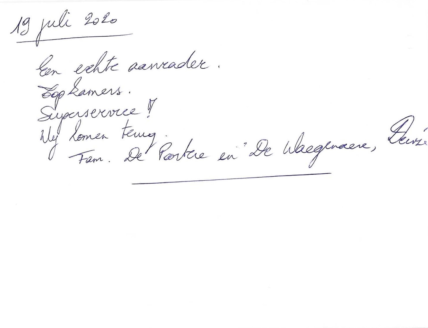 Pagina uit het gastenboek
