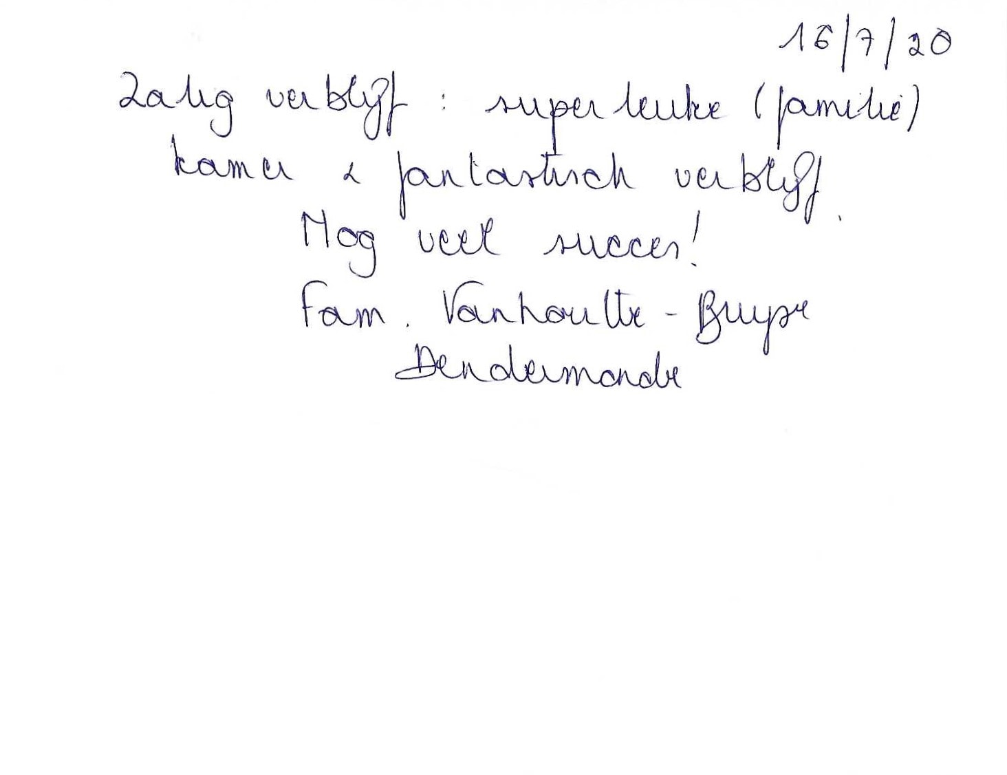 Pagina uit het gastenboek