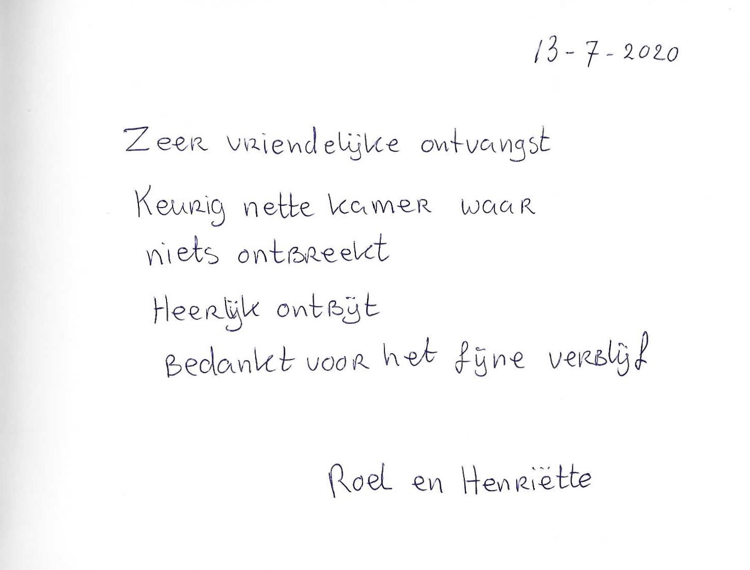 Pagina uit het gastenboek