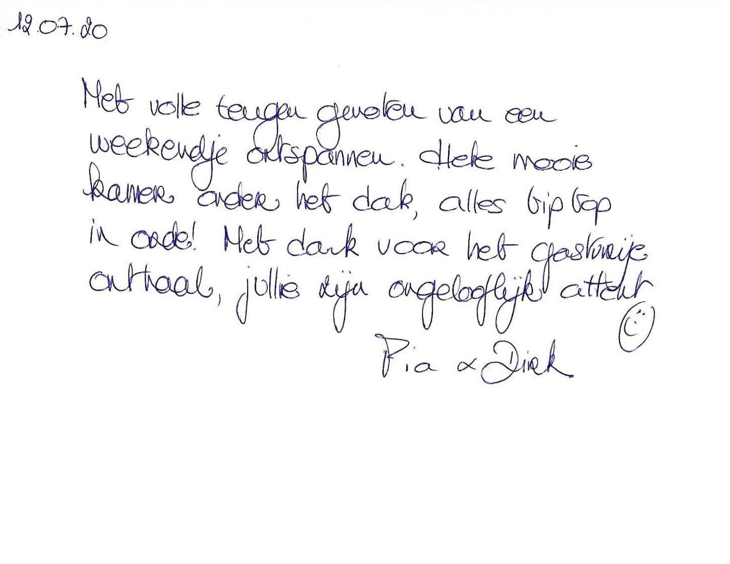 Pagina uit het gastenboek